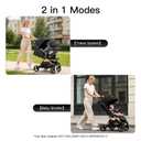 Gromast 2 in 1 Baby Stroller, Portable Travel Newborn Toddler Stroller with Cup Holder & UPF 50+ Canopy, One-Hand Automatic Folding - Black