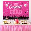 Pink Graduation Backdrop Decorations 7*5 ft Class of 2026 Congrats Grad Backdrop Banner Hot Pink We’re So Proud of You Finally Done Banner Graduation Decor for College Grad Party Decorations