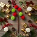 Pinkunn 6 Pcs Furry Christmas Picks, 12" Christmas Tree Decoration Plush Berry Stems Xmas Ornament Artificial Branches for Tree Topper Holiday Wreath Crafts Home Decoration(Red,Green)