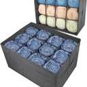 Closet Organizers and Storage Bins for Clothes - 12 Cell Drawers Organizer Grid Storage Box for Jeans Pants Sweater Towel T-shirts, Wardrobe Shelf Dividers Closets Organization (1 Pcs) (Grey)