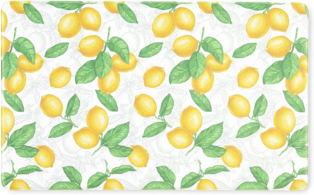 Martha Stewart Bloomfield Lots of Lemons Anti-Fatigue Kitchen Mat, White/Yellow, 18"x30" (30"L x 18"W x 0.4"Th)