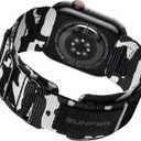 SUNFWR Rugged Nylon Band for Apple Watch Ultra 3&2&1 49mm 46mm 45mm 44mm 42mm Men, Velcro Tactical Military Strap for iWatch Series 11/10/9/8/7/6/5/4/3/2/1/SE (Camouflage Grey)