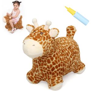 INPANY Bouncy Horse, Giraffe Hopper Toys for 2 Year Old Girl, Toddler Plush Bouncing Animal, Inflatable Jumping Hopping Buddies, Baby Ride on Rubber Bouncer, Outdoor Birthday Gifts for 3 4 Yr Boy