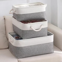Large Linen Storage Bins with Handles Decorative Fabric Baskets for Organizing Closet Shelves, Nursery, and Toys Versatile and Sturdy Closet Organizer Bins for a Tidy, Stylish Space, Pack Of 3, Size 12" H x 20" L, 16" W