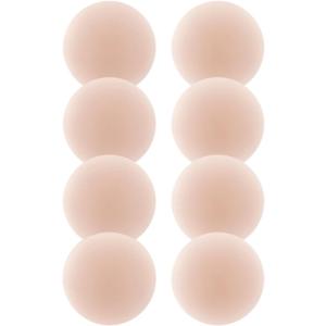MUQU Nipple Covers Breast - No Show Pasties Reusable Women Sticky Seamless Silicone Breast Covers 4 Pairs Petals (Beige (8round))