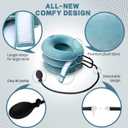 Cervical Neck Traction Device for Neck Pain Relief - Inflatable Neck Stretcher Traction Collar for Neck Decompression - Best Home Use Neck Brace Pump (Blue Plush)