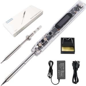 SEQURE SI012 Soldering Iron, 68W Electric Soldering Iron Kit Adjustable Temperature 212F-842F, 8S Fast Heating, Digital OLED, Auto Sleep, 19V Power Adapter, 2 Soldering Tips Portable Welding Tool