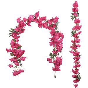 Fuchsia Bougainvillela Artificial Flower Garland 5.9FT Lush Bougainvillea Hot Pink Artificial Vine Flowers for Centerpieces Table Runner Wedding Arch Porches Patios Garden Decor (Hot Pink)