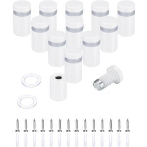 uxcell 12 Pcs 1/2" x 4/5" Standoff Screws Stainless Steel Wall Mount Sign Mounting Hardware Kit with 14pcs Screws for Hanging Acrylic Glass Signs Advertising Boards, White