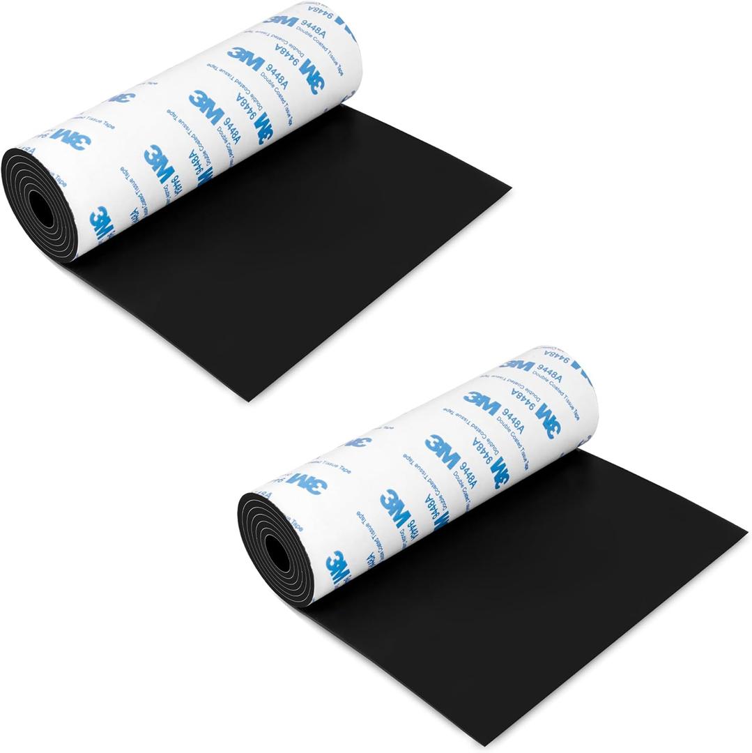 Non Slip Furniture Pads, 5" x 40" Rubber Furniture Pads Anti Skid Pads Non Slip Self Adhesive Cuttable Rubber Tape Strip Roll for Protecting Hardwood Floors Chair Wall Protector - 2 Pack, Black