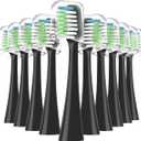 Compatible with Waterpik Complete Care 9.0 (CC-01), 5.0 (WP-862) Sonic Electric Toothbrush Replacement Brush Heads STRB-10WB, Soft Bristle, 10 Pack (Black)