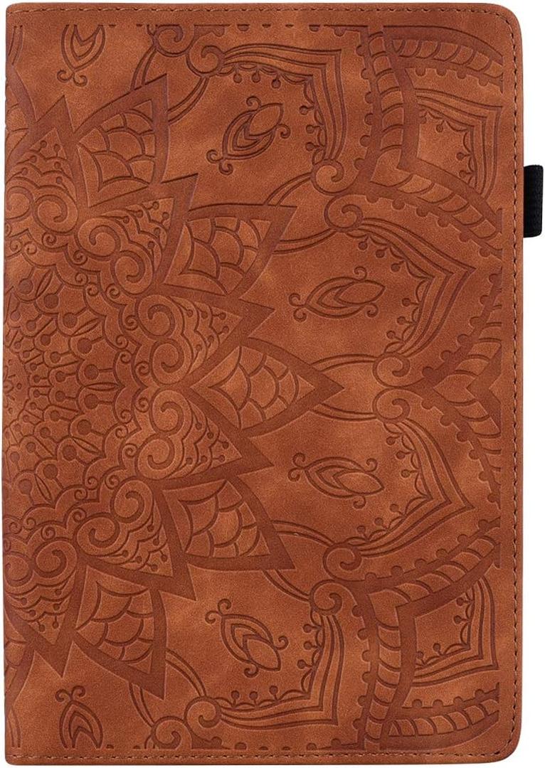iPad 9.7 inch 2018 2017 Case/iPad Air/iPad Air 2 /ipad 9.7 Pro 2016 Cover, Premium PU Leather Folio Stand Wallet Case for Apple iPad 9.7 Mandala Flower - Brown