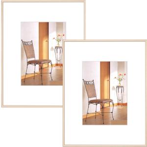8.5x11 Picture Frame Set of 2, Brass Metal Photo Frames with HD Glass, Fits 5x7 with Mat or 8.5x11 without Mat, Wall Hanging and Table Display, 2 Pack