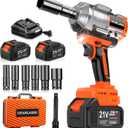 GEARLASSO 1600Nm(1200Ft-lbs) High Torque Cordless Impact Wrenches 1/2" Brushless Impact Gun Wrench with 2 x 4.0Ah 21V Batteries, 6 Sockets, Extension Bar, Variable Speeds for Home/Car/Truck/RV/Mower