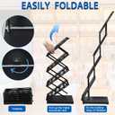 Brochure Display Stand Foldable Magazine Rack, Metal Brochure Holder Literature Rack with Carrying Bag, 4 Pockets Literature Stand for Exhibition Trade Show and Office Retail Store, Black