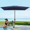 JEAREY 6.5x10ft Olefin Rectangular Patio Umbrella, Rectangle Outdoor Umbrellas with Auto Tilt Crank System, Market Table Umbrella UV Protection Fade-Resistant for Pool Deck Garden Yard, Navy