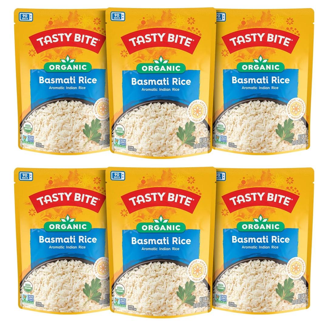 Tasty Bite Organic Basmati Rice, 8.8 Ounce, Pack of 12, Ready to Eat, Microwavable, Vegan, Gluten-Free (EXP 09/30/27)