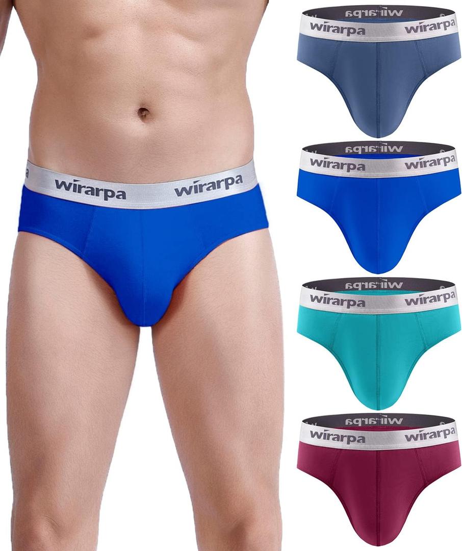 wirarpa Men's Cotton Stretch Underwear Support Briefs Wide Waistband Multipack (L)