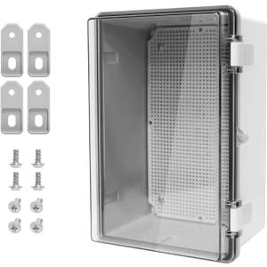 ABS Plastic Dustproof Waterproof IP65 Junction Box Hinged Shell Universal Electrical Project Enclosure Gray, with PC Transparent Clear Cover 11.4 x 7.5 x 5.5inch(290 x190 x140mm)
