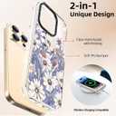 Wildflower Phone Case for iPhone 14 Pro Max Cute Trendy Aesthetic Floral Design for Women & Girls - Military-Grade Drop Protection - Clear Hard Shell Protective Cover - White Purple Floral