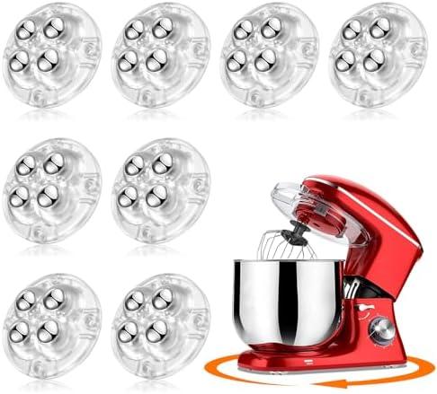 TRVL FIELDER Self Adhesive Caster Wheels, Appliance Slider Appliance Rollers for Kitchen Countertop, 360° Mini Universal Casters Counter Small Slider Roller for Coffee Maker, Air Fryer (Clear, 8 PCS)