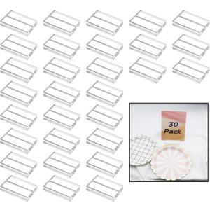 30 Pack 3'' Clear Acrylic Sign Stands Block Base with 1/8'' Card Slot, 3 Inch Place Card Wedding Arcylic Sign Holders, 3mm Slot Table Numbers Display Stands, for Wedding Meeting