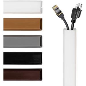 Rubber Bond TV Cord Hider Cable Protector - Strong Self Adhesive Wall Cord Cover Cable Hider - Low Profile Cable Management Wall Cord Concealer Cable Raceway (White, 6 Feet)