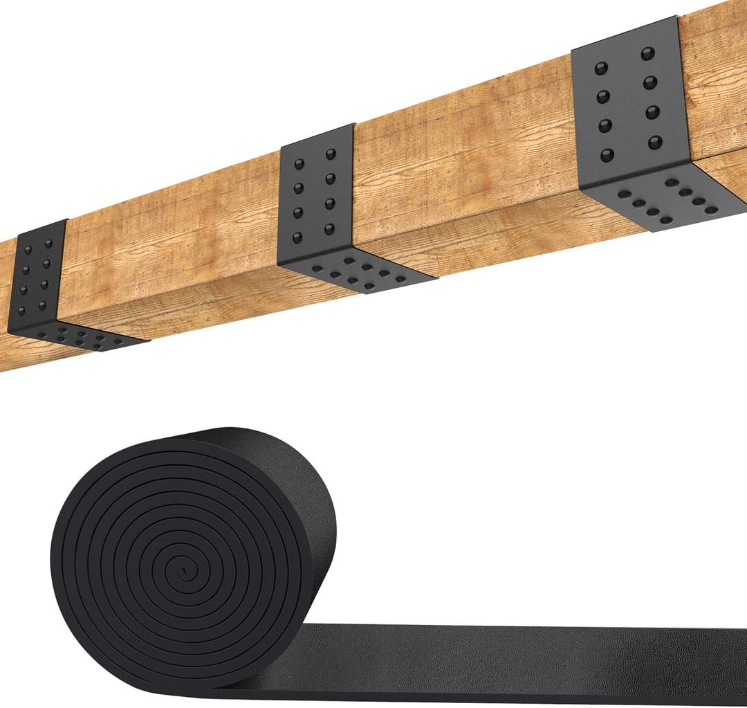 5ft Faux Wood Beam StrapFlexible Beams Gap Hiding Strap, Wood Beams Metal Look StrapArchitectural Products for Faux Wood Beams,Ceiling Beam and Cabin Shutters Accessories (2.36"Width) (Black)