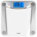 Vitafit Digital Bathroom Weight Scale for Body Weight, High Accuracy Assured by Weighing Professional Since 2001,Extra Large Blue Backlit LCD and Step-On, 400lb/182kg, Clear Glass (Silver)