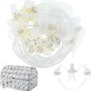 Vicenpal Wedding Lasso Rope and Crystal Jewelry Box Set Lazo para Boda White Lazo Cord with Silver Treasure Chest Box Catholic Unity Cord for Wedding Lasso Tradition Ceremony