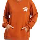 ZUNQKG Womens Paw Shirt Long Sleeve Dog Mom Sweatshirts Pocket Brown M (M)
