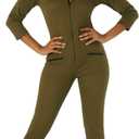 Morph Pilot Costume Women, Flight Suit Women, Military Costume Womens, Womens Army Halloween Costumes (Small)