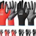 toolant Nitrile Coating Work Gloves for Men, Superior Oil Resistance, Safety Work Gloves with Grip, Touch Screen (X-Large, Red&black (6 Pairs))