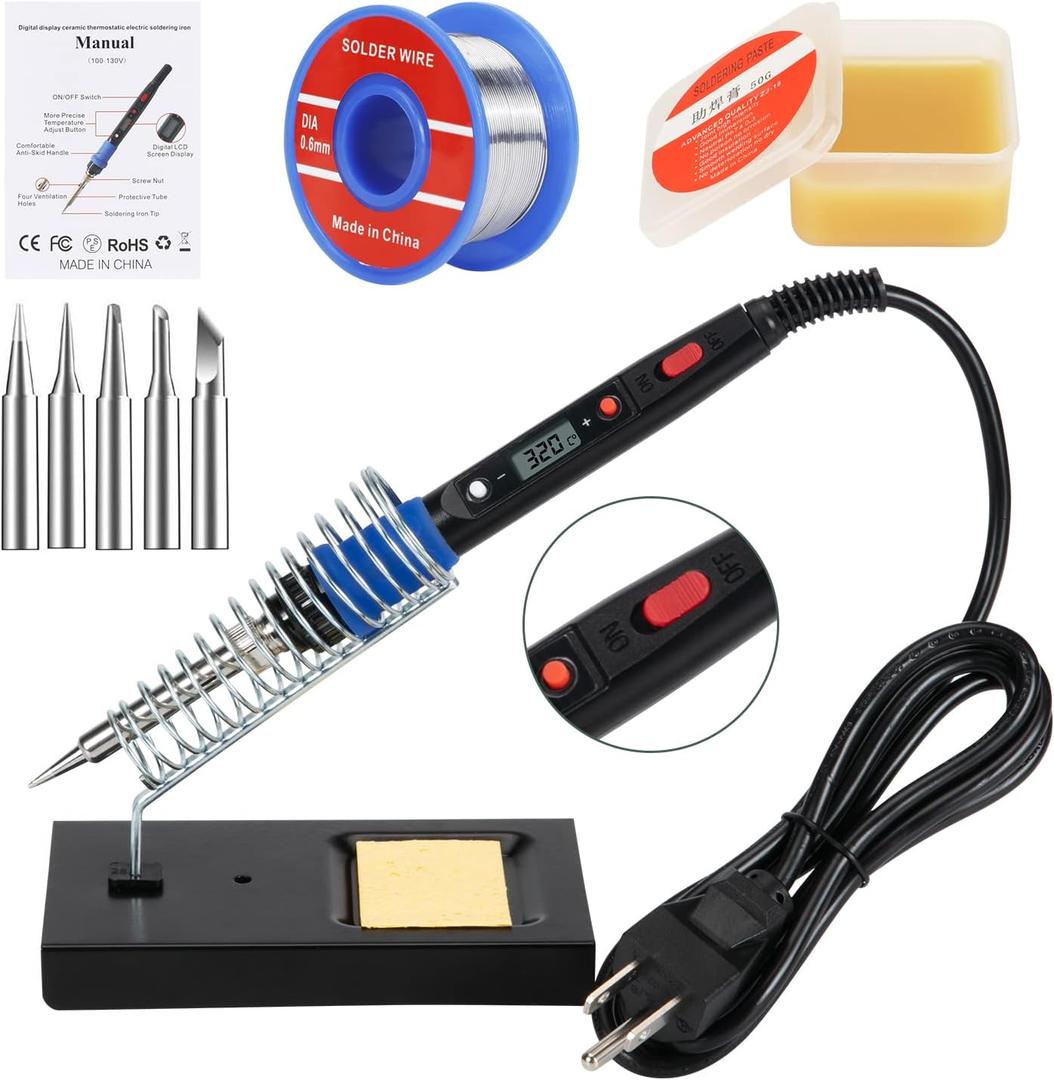 Soldering Iron Kit, 80W 110V LCD Digital Welding Tools, 356-896(180-480), Portable Adjustable Temperature Solder Irons, for Metal, Jewelry, Electric Repairing, DIY