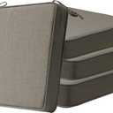 Sunbrella Square Corner Seat Cushions, 19" x 19" x 3", Set of 4, Indoor Outdoor Water Repellent Universal Chair Pads with Ties for Patio Furniture, Garden Dining Chairs, Cast Shale