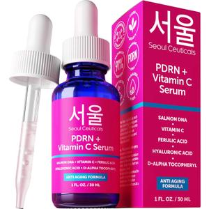 SeoulCeuticals PDRN Serum Salmon DNA Vitamin C Serum  Korean Skincare Anti Aging PDNR Skin Repair Booster  K Beauty PDRM Skin Care for Face 1oz