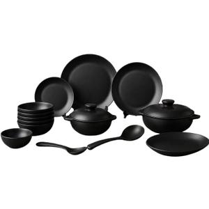 Dinner set for home kitchen, Gift item 31 Pieces Dinning Set For Tableware All Black Dinner Set for Kitchen Crockry Set (Black)