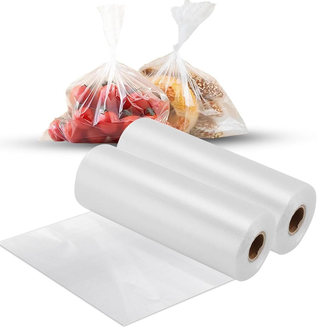 10" x 14" Clear Plastic Produce Bag on a Roll, Food Storage Bags for Vegetables, Bread, Fruits and Meat, Easy To Tear, Continuous Roll- 500 Bags/Roll - [2 Rolls]
