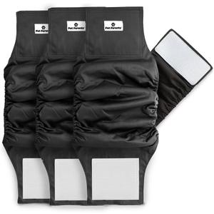 Pet Parents Washable Belly Bands for Dogs (3Pack) + Extendrs Durable Dog Diapers, Premium Dog Diapers & Wraps (X-Large, Black)