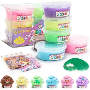 Slime Kit for Girls and Boys, Safe and Fluffy Slime for Kids, Stress Relief Kids Slime Kits for Toddlers, Stretchy Butter Slime Pack of 6
