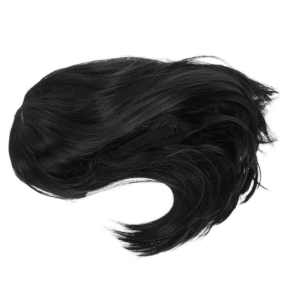 Short Black Synthetic Hair Wig with Flat Bangs, Natural Straight Bob Style for Women Cosplay Party and Daily Wear