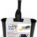 Fresh Kitty 4-in-1 Litter Box Organizer Cleanup Kit  Cat Litter Box Cleaning Supplies  Sweeper & Dustpan, Scooper, Storage Caddy, Black