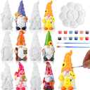 Arrowbash 6 Pcs Garden Ceramics to Paint Ready to Paint Your Own Gnome Statues 5.12 Wildflowers Theme Paintable Figurines DIY Unpainted Ceramics Plaster Crafts Kit with Brush Palette