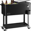 YITAHOME 80 Quart Rolling Cooler Cart with Bottle Opener Drainage, Portable Patio Cooler Rolling on Wheels, Outdoor Rolling Beverage Cart Drink Cooler for Patio Pool Deck Party BBQ Cookouts (Silver), 24 inches L x 16 inches W x 16 inches H