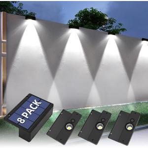 8 Pack Solar Deck Lights, Non-Drill Outdoor LED Fence Lights Solar Powered IP65 Waterproof, Exterior Front Yard Lighting for Step, Address Sign, Balcony, Porch
