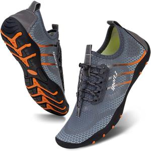WateLves Water Shoes Mens Womens Barefoot Beach Swim Shoes Quick-Dry Aqua Socks Pool Shoes for Surf Yoga Water Aerobics (12 Women/10.5 Men, Fluorescent Dark Gray)
