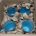 Henten Home Ceramic Coffee Mugs 14 OZ, Teal Porcelain Mug Set of 4, Latte Mugs for Milk, Tea or Hot Chocolate (Turquoise)