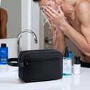Travel Toiletry Bag, Small Cosmetic Bag, Hanging Water-Resistant Organizer for Men & Women, Ideal for Makeup, Shaving Kit, Gym Essentials & Travel Accessories (Black)