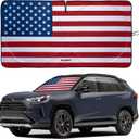 Autopect Windshield Sun Shade - American Flag Design, High-Resolution Sun Visor for Car, Truck, SUV with Mirror Cut-Out for Interior Sun Protection, Foldable Car Sun Shade (Original, Medium)