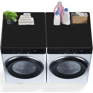 2PCS Washer and Dryer Covers for The Top, 26.77In X 26.77In Silicone Dryer Top Protector Mat, Waterproof, Scratch Resistant, Washable, Dryer Countertop for Home Kitchen and Laundry Room (Black-2Pack)